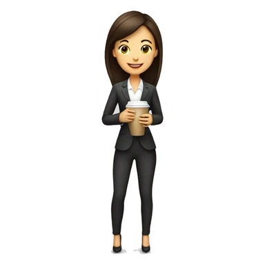 Business marketing full body girl holding coffee sticker