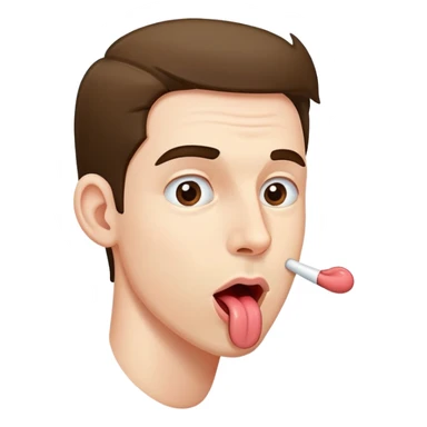 clear side profile of a man sticking his tongue out, complete side view showing the side of face sticker