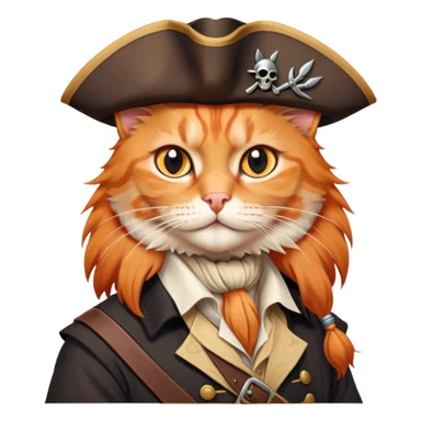 Aristocratic orange cat on Jack Sparrow's shoulder sticker