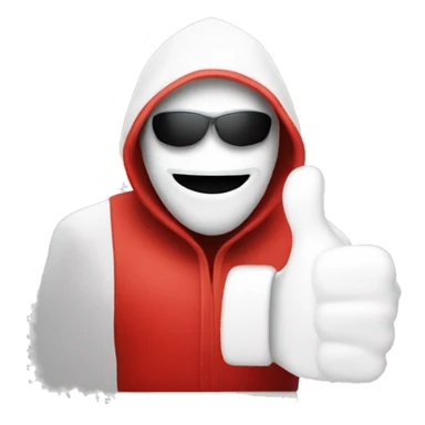 Red Hacker with a smiley face and a thumbs up sticker