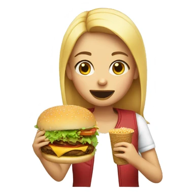 Girl eating a burger sticker