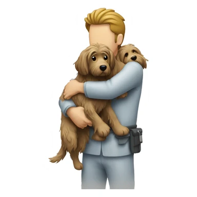 a vet hugging a shaggy dog sticker