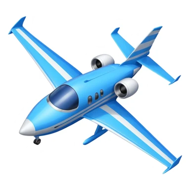 A compact jet with a blue-striped body and angled wings, climbing upward with steady power.
 sticker