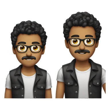 A young man wearing a shirt, black hair and glasses and got moustach sticker