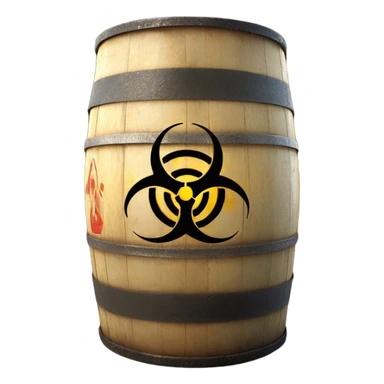 Biohazard symbol on a barrel sticker