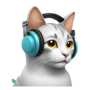 Cat wearing headphones, listening to music with colorful sound waves coming out of the ears. sticker