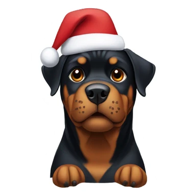 rottweiler wearing a christmas hat  sticker