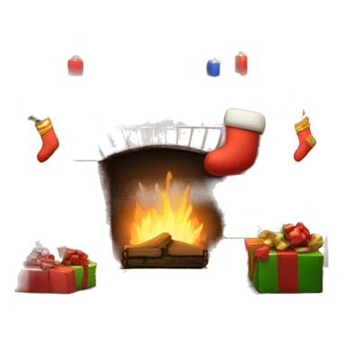 Brick Fireplace with and Christmas lights and stockings sticker