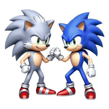 Sonic the Hedgehog and Silver the Hedgehog fist bumping sticker