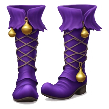 Realistic isolated royal purple elf boots with bells. sticker