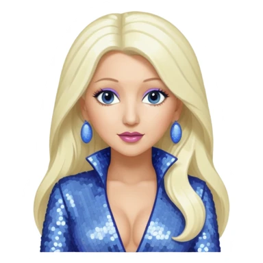 Christina Aguilera with long platinum blonde hair, periwinkle sequin outfit  sticker