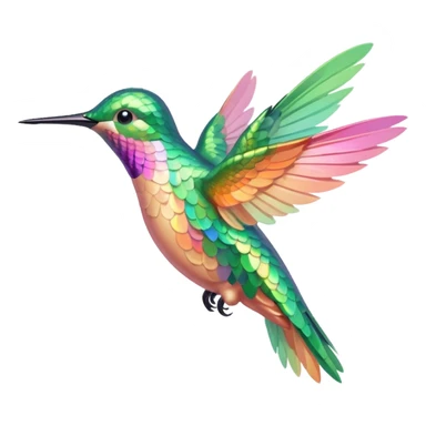 mostly peach pink and yellow-green, mint humming bird sticker