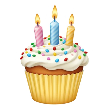 birthday cake icon but cup cake one candle make simple sticker