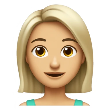 Mujer, morena, melena a la altura del hombro, flequillo recto, ojos castaños oscuros, sonriente, con hoyuelos, sticker