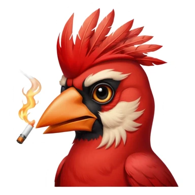 Red cardinal smoking a cigarette  sticker