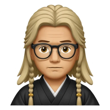 Long Haired Samurai with Glasses,Long-haired ronin adjusting black spectacles sticker