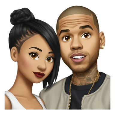 Hyper Realistic Chris Brown and beautiful Karruche Tran  sticker