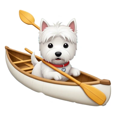 Westie in canoe without paddle  sticker