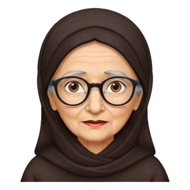 old woman arabic type dark hair glasses sticker