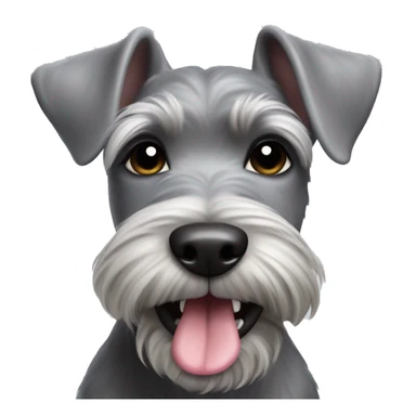 Grey Mini schnauzer tongue out happy sticker