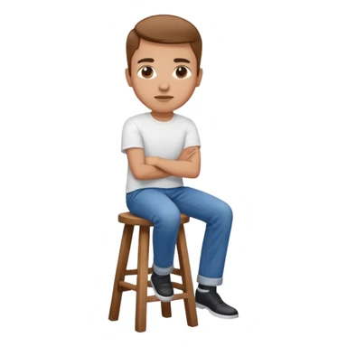 a person sitting on a stool with straight back turn straight body. sticker