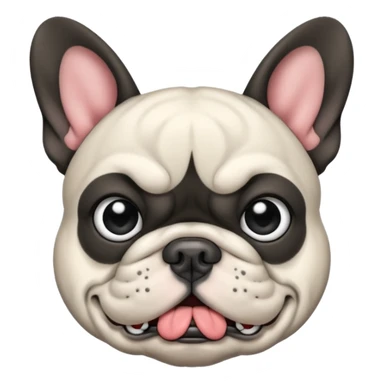 angry black and white French bulldog emoji sticker