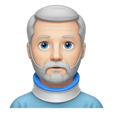 Older man with a full beard, a medical neck brace, and blue eyes. sticker