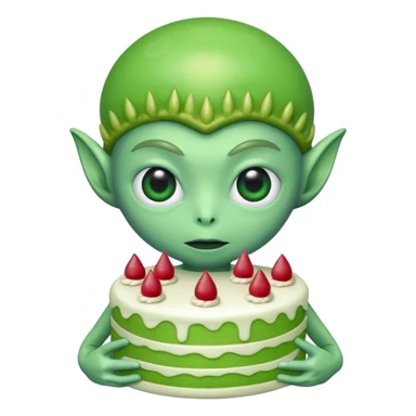 alien holding a cake sticker
