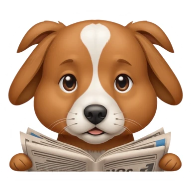 Friendly dog getting bopped on the nose by a newspaper. sticker