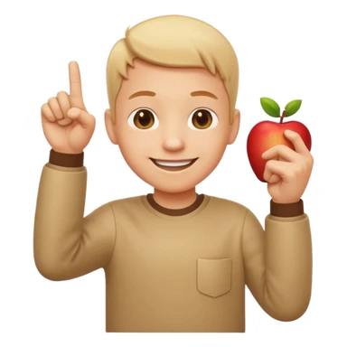 emoji of a happy cartoon person pointing downward toward the ground with both hands, standing upright, smiling warmly, both index fingers extended and pointing down clearly, simple light background, expressive and playful Apple emoji design showing the meaning “here / down here sticker