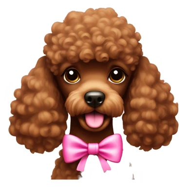 Brown poodle with a pink bow sticker