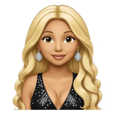 Tamar Braxton with long blonde hair, black sequin outfit sticker