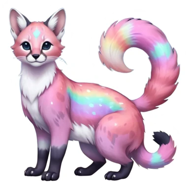 Colorful nebulae nebula starry galactical shiny tropical pale light fruity pastel white glorious iridescent divine exotic cute cool beautiful beautiful fantasy-caracal-civet-genet-sergal-vernid-Cacomistle-Trico-oncilla-animal-Fakémon-hybrid-fursona (full body) sticker