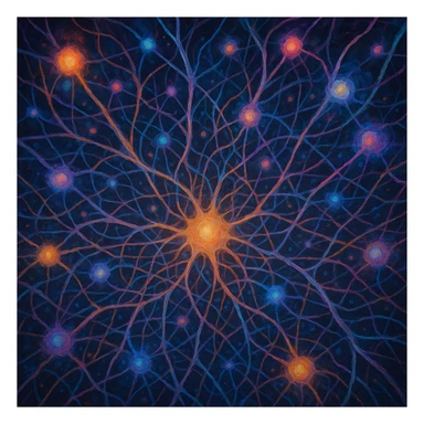 neural network, web of connections, imaginative sticker