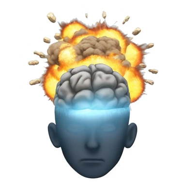 un cerebro con tres explosiones que salen de la parte superior, simulando que se está derritiendo. sticker