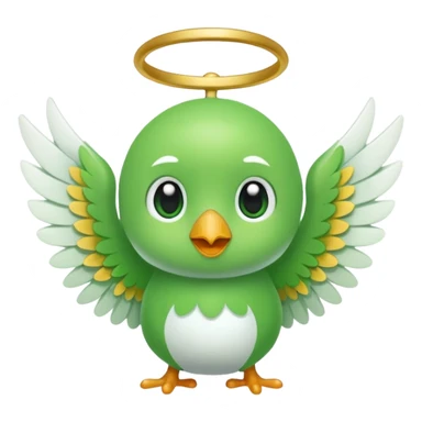 like character, green star that have white wings sticker