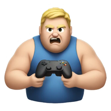Fat guy raging playing video game sticker