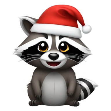 raccoon with Christmas hat sticker