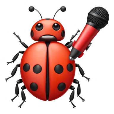 Ladybug with a small microphone sticker