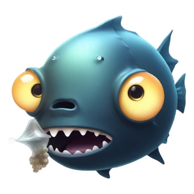 Anglerfish with glowing lure, sharp teeth, and big eyes. sticker