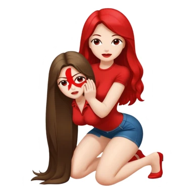 Sexy long hair lady white skin kneeling being spanked on her big bud sticker