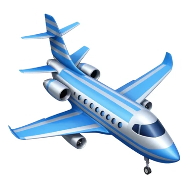 A compact jet with a blue-striped body and angled wings, climbing upward with steady power.
 sticker