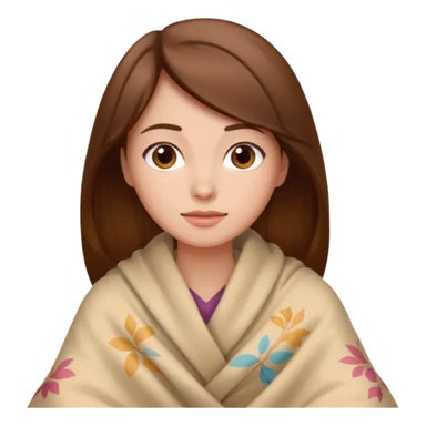 brown hair woman sitting under beige blanket sticker