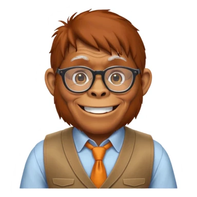 Orangutan secretary, old, glasses, vest sticker