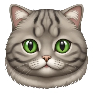 Half-eared grey striped green-eyed Scotch fold, cute cat sticker