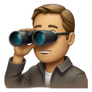 A man looking something through binoculars  sticker