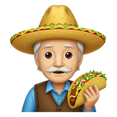 old man with taco hat sticker