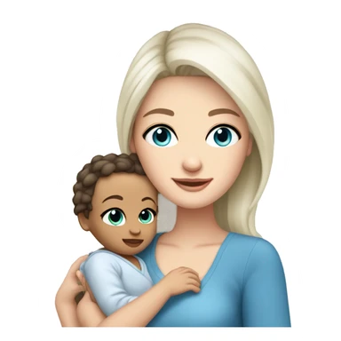 mom holding newborn baby girl with blue eyes white skin dark hair and white skin newborn white girl baby sticker