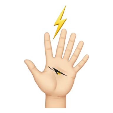 open palm with a lightning bolt drawn invented sign sticker