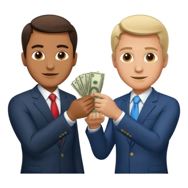 money exchanging between two men (one is a business man and one is a politician) sticker